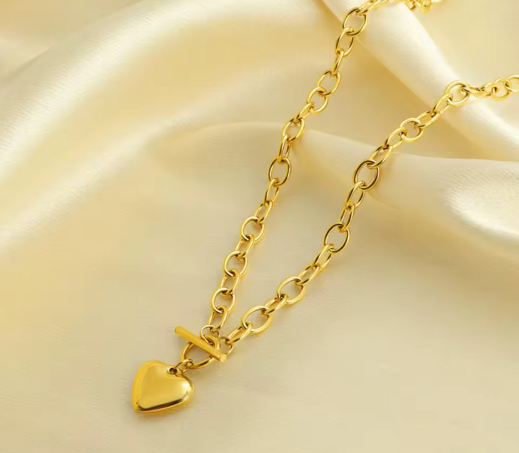 Stainless Steel Love Heart OT Buckle Necklace