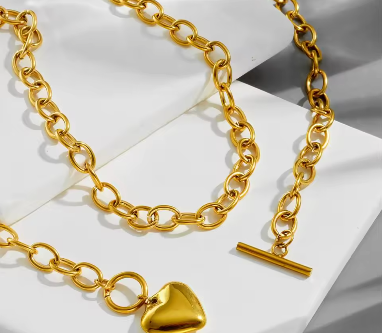 Stainless Steel Love Heart OT Buckle Necklace