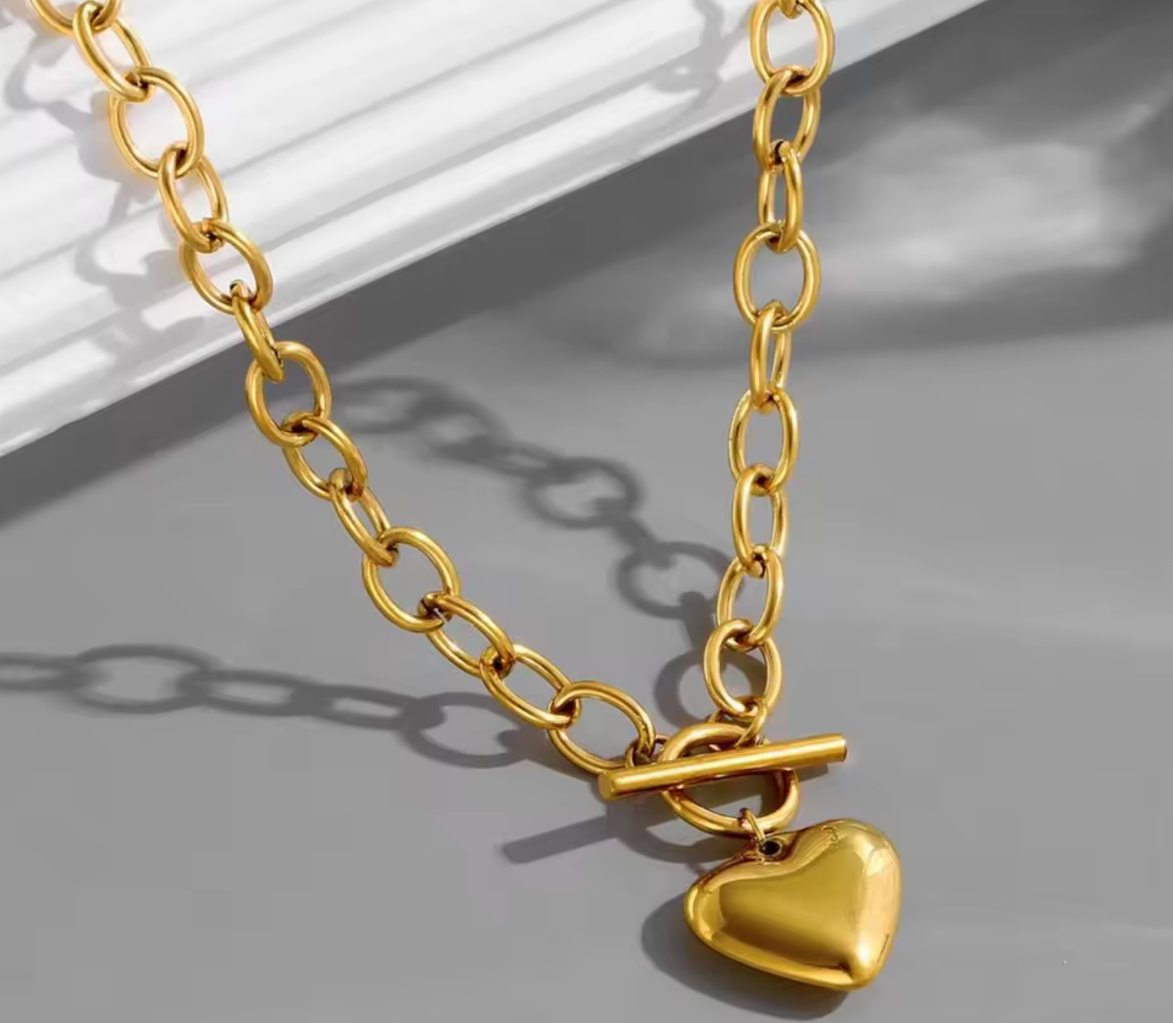 Stainless Steel Love Heart OT Buckle Necklace