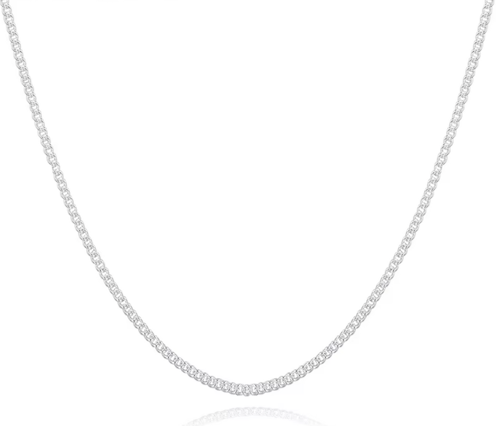 1mm Thin 925 Sterling Silver Side Curb Chain Choker Necklace