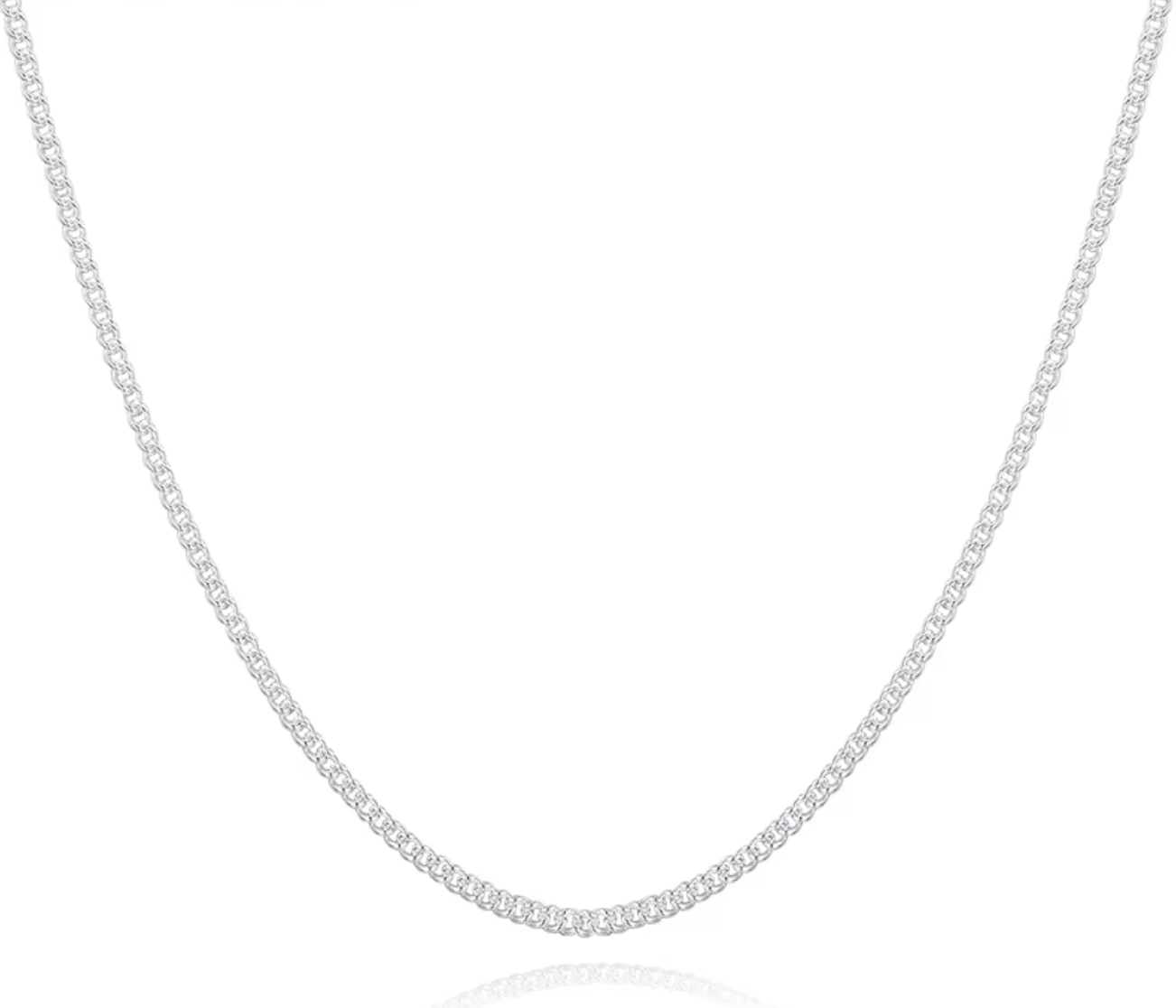 1mm Thin 925 Sterling Silver Side Curb Chain Choker Necklace
