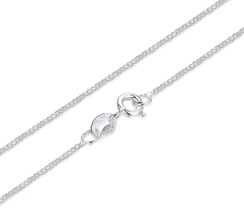 1mm Thin 925 Sterling Silver Side Curb Chain Choker Necklace