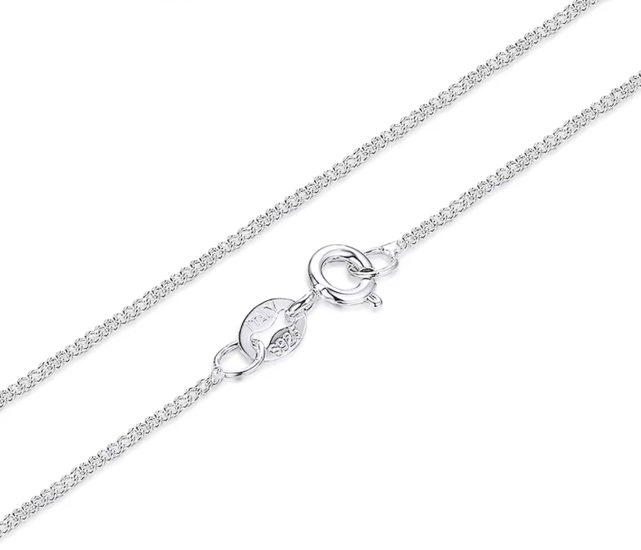 1mm Thin 925 Sterling Silver Side Curb Chain Choker Necklace