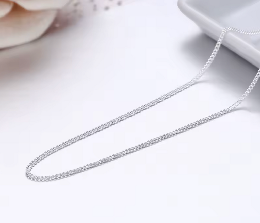 1mm Thin 925 Sterling Silver Side Curb Chain Choker Necklace