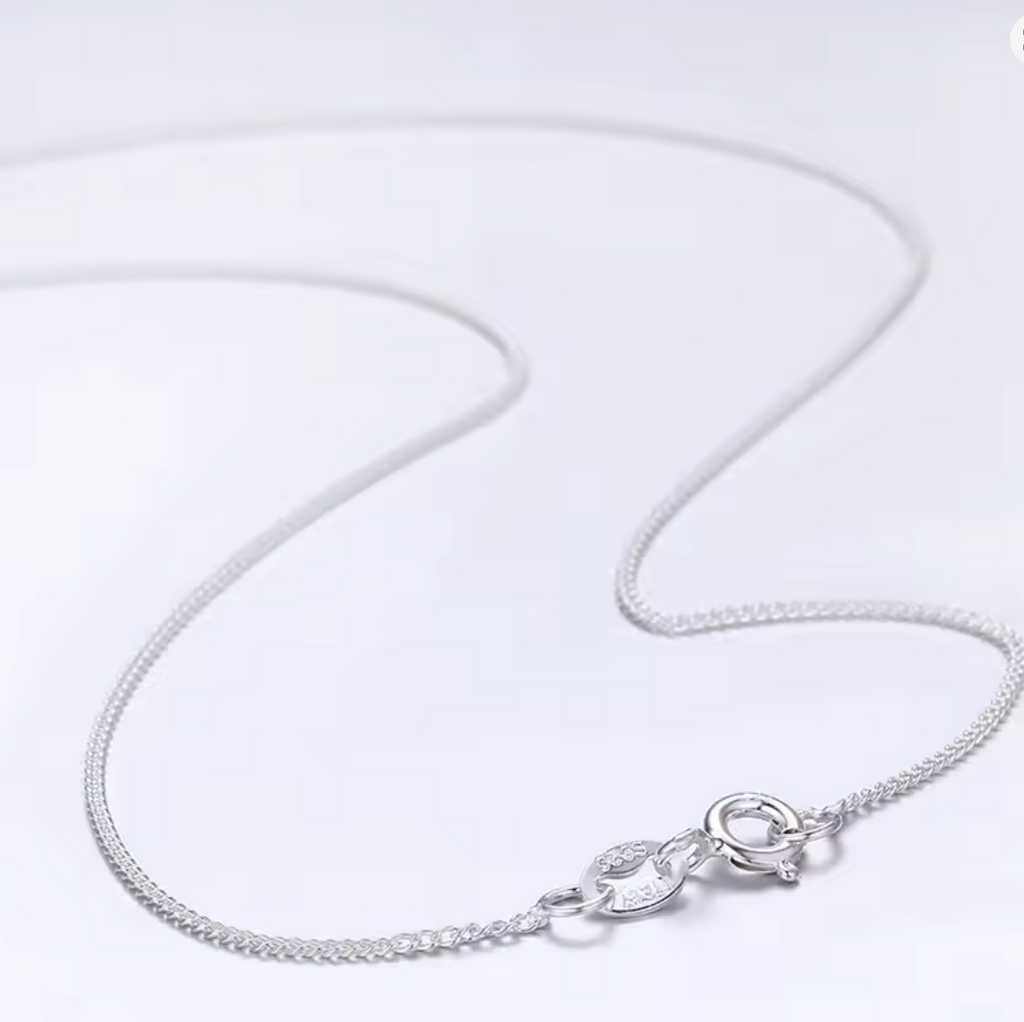 1mm Thin 925 Sterling Silver Side Curb Chain Choker Necklace