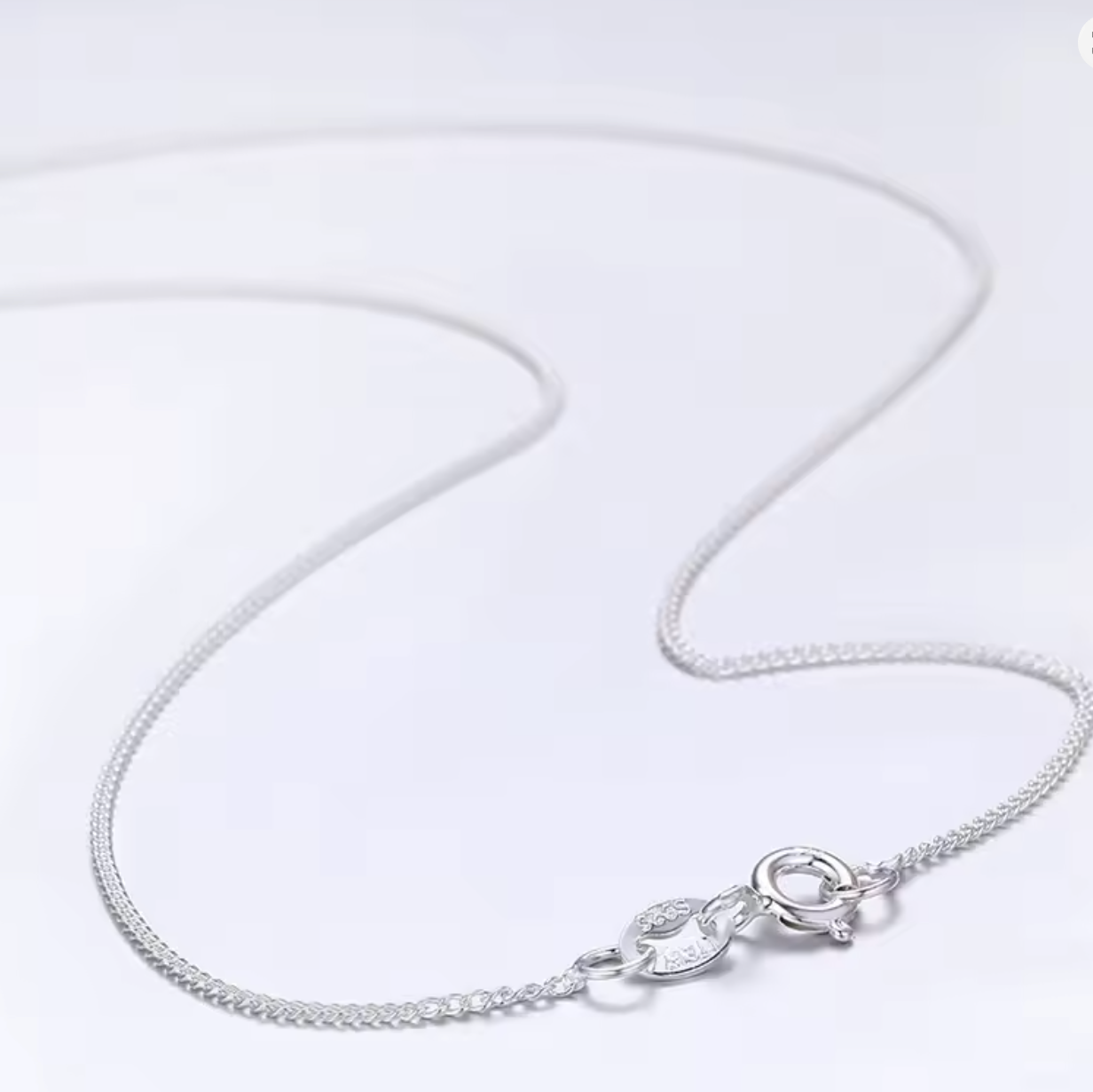 1mm Thin 925 Sterling Silver Side Curb Chain Choker Necklace