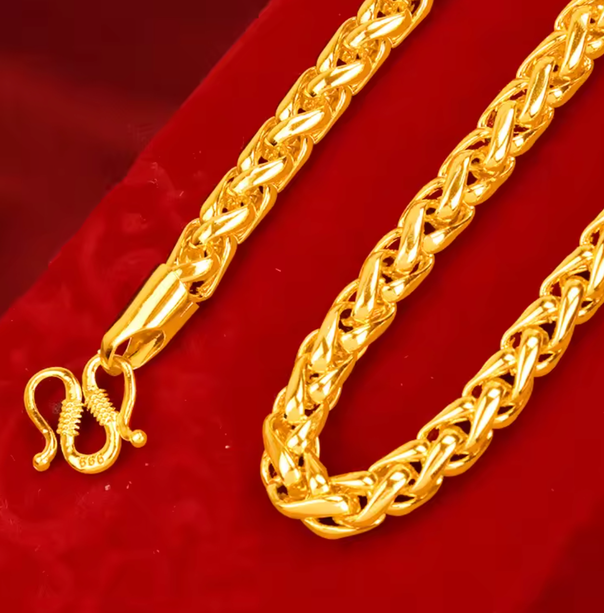 24K Gold Plated Dragon Head Rope Necklace