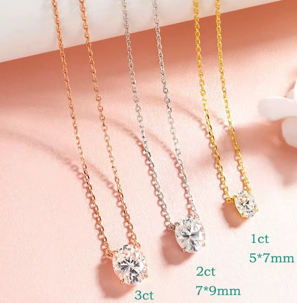 1CT–3CT Oval Cut Moissanite Necklace for Women