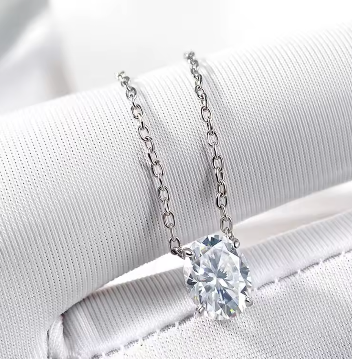 1CT–3CT Oval Cut Moissanite Necklace for Women